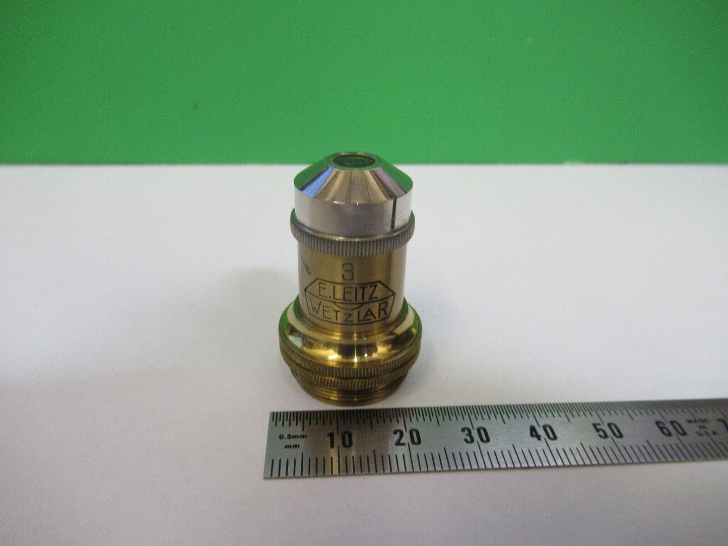 ANTIQUE BRASS ERNST LEITZ  "3" OBJECTIVE MICROSCOPE PART AS PICTURED #R6-A-72