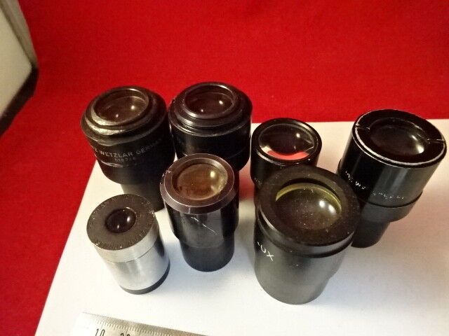 FOR PARTS LOT 7 EA EYEPIECES LEITZ + AO MICROSCOPE PART OPTICS AS IS &U7-B-41