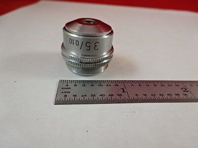 MICROSCOPE PART OBJECTIVE LENS LEITZ GERMANY 3.5X OPTICS AS IS B#N7-F-18