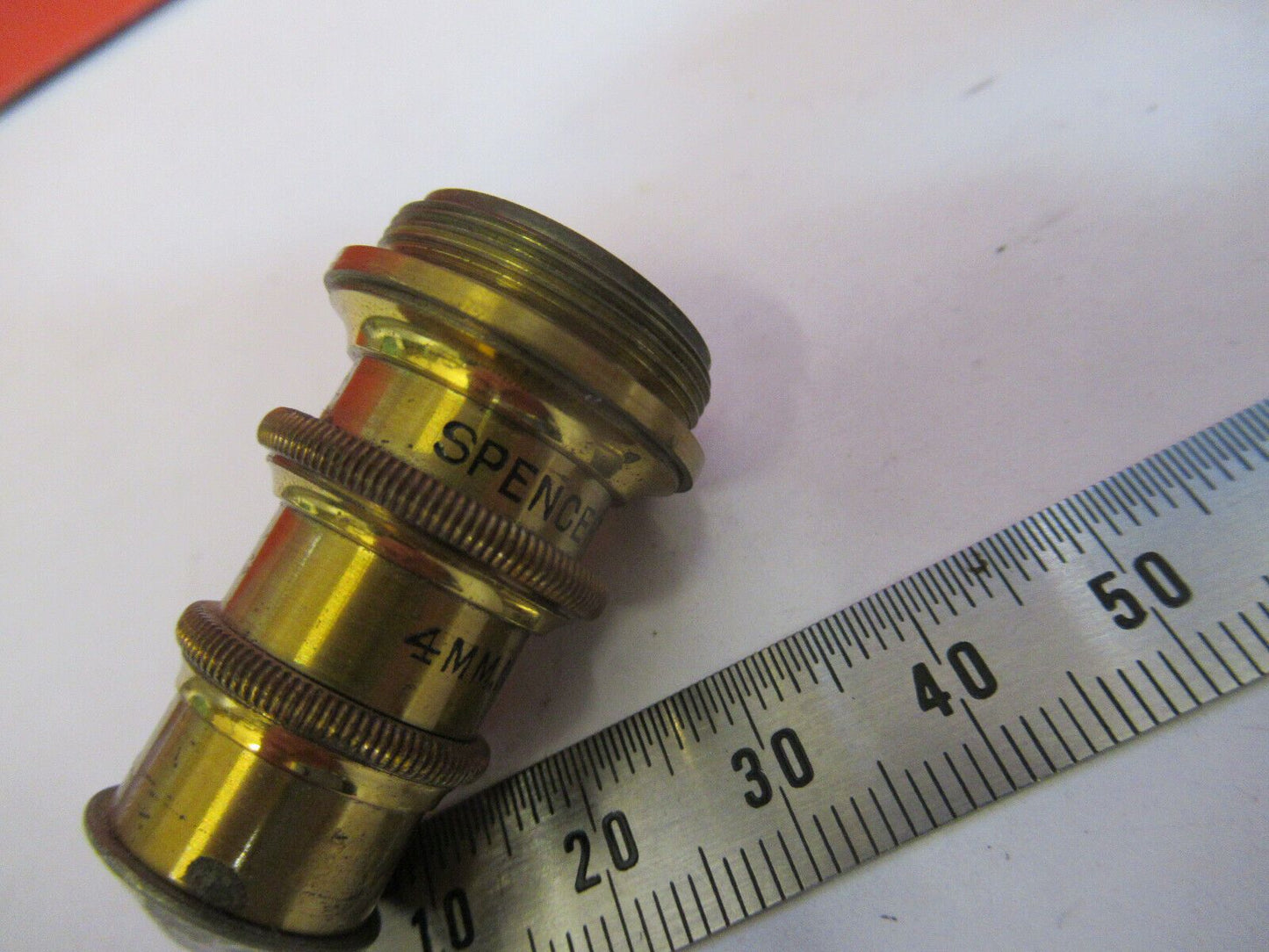 ANTIQUE BRASS SPENCER OBJECTIVE 44X  MICROSCOPE PART AS PICTURED &P8-A-80