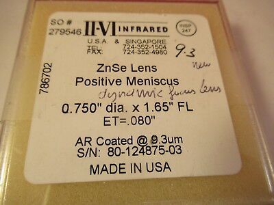 OPTICAL II-VI ZINC SELENIDE LENS ZnSe INFRARED OPTICS AS PICTURED &FT-4-88