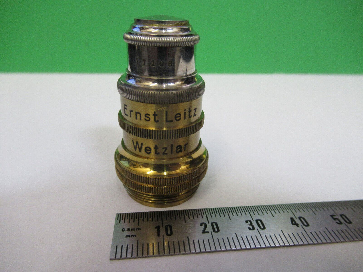 ANTIQUE BRASS ERNST LEITZ POL OBJECTIVE MICROSCOPE PART AS PICTURED #R6-A-70