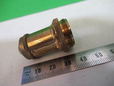 ANTIQUE ERNST LEITZ BRASS OBJECTIVE OPTICS MICROSCOPE PART AS PICTURED &Q9-A-35