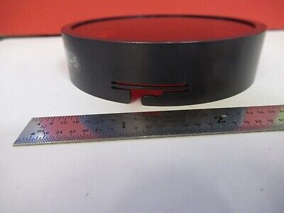 OPTICAL FLAT GLASS MIL SPEC MOUNTED RED FILTER OPTICS AS PICTURED &Q1-A-90