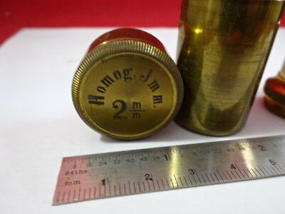 ANTIQUE BRASS OBJECTIVE HOMG 2mm LEITZ ?? GERMANY MICROSCOPE PART AS IS &92-13