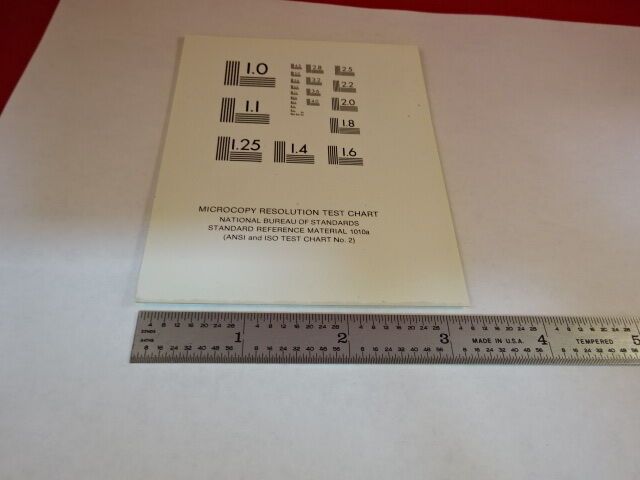 OPTICAL MICROSCOPE RESOLUTION TEST CHART OPTICS AS IS #AR-10