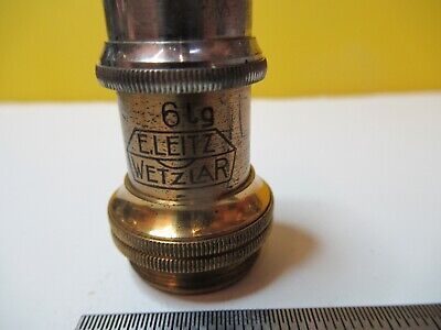 ANTIQUE OBJECTIVE BRASS LEITZ 6lg OPTICS MICROSCOPE PART AS PICTURED &14-C-24