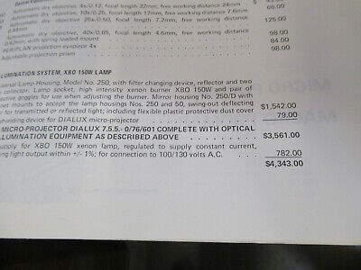 ORIGINAL BOOKLET LEITZ WETZLAR GERMANY PRICELIST MICROSCOPE PART AS PICTURED W3