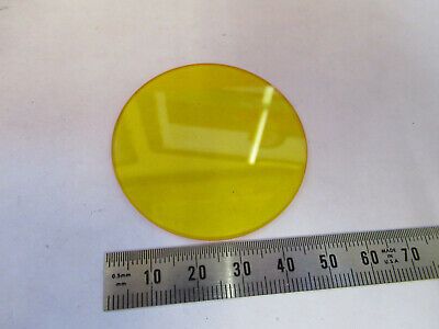 OPTICAL GLASS YELLOW FILTER MICROSCOPE PART OPTICS AS PICTURED #93-A-34