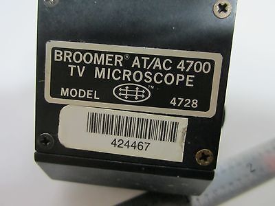 OPTICAL BROOMER AT/AC 4700 TV MICROSCOPE CAMERA OPTICS BIN#Q1-12