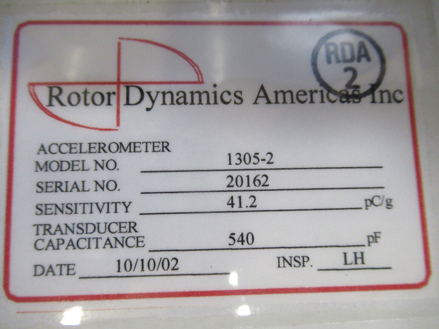 RDA 1305-2 ROTOR DYNAMICS ACCELEROMETER VIBRATION SENSOR AS PICTURED &Q4-A-67