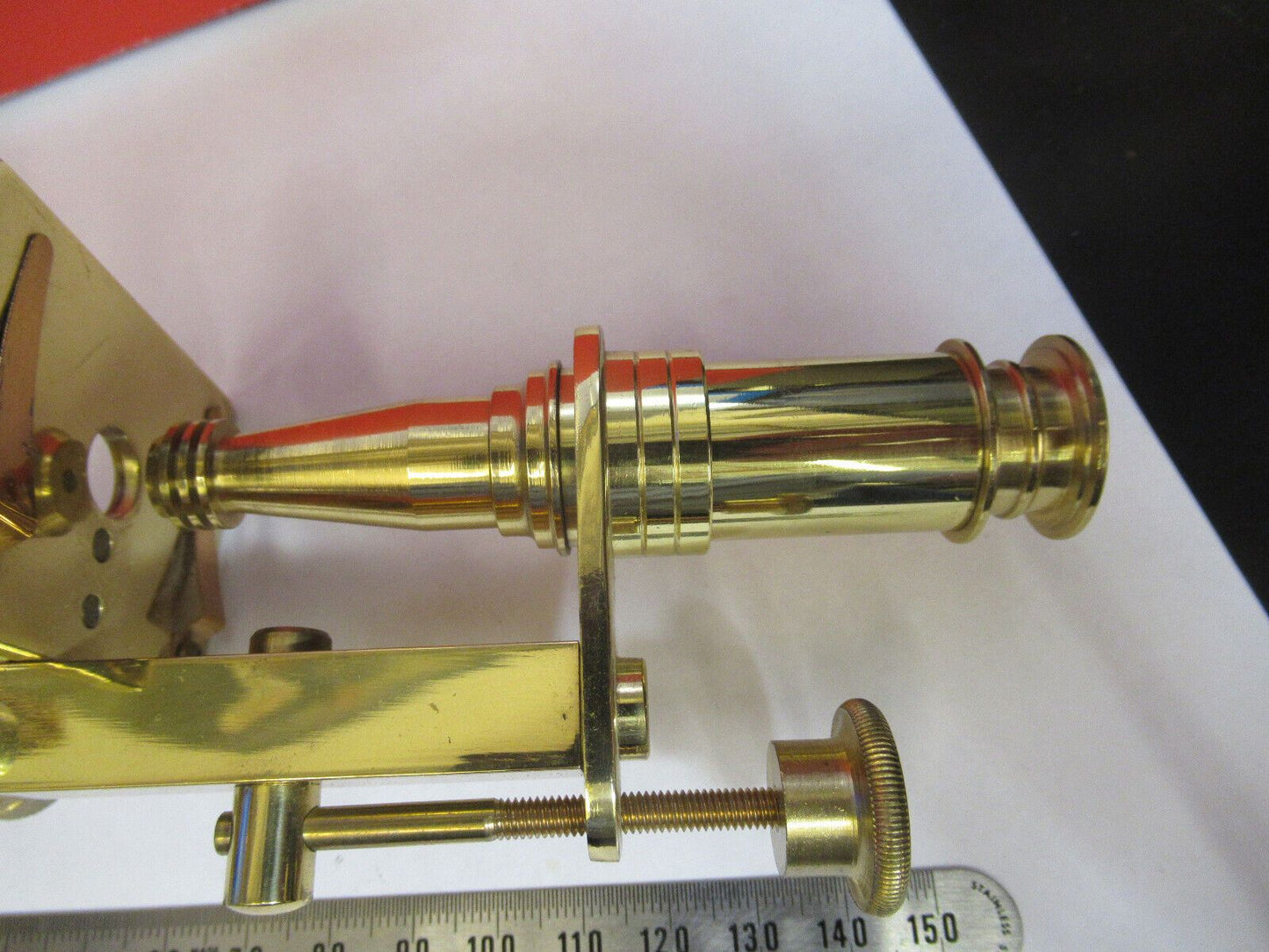 ANTIQUE DISPLAY BRASS COLLECTABLE MINI MICROSCOPE OPTICAL AS PICTURED &R3-C-31