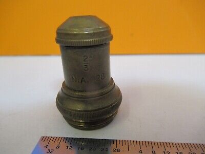 ANTIQUE BRASS UNKNOWN 2/3 OBJECTIVE MICROSCOPE PART AS PICTURED &7B-B-42