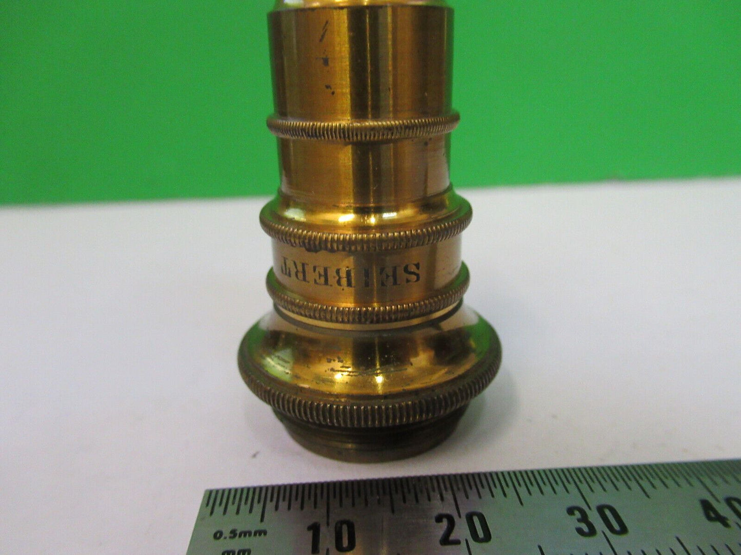 ANTIQUE BRASS SEIBERT III OBJECTIVE RARE MICROSCOPE PART AS PICTURED Z6-A-83