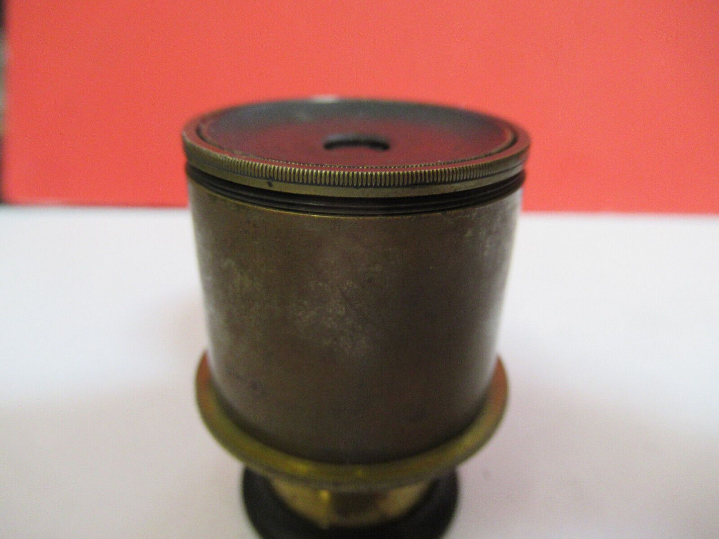 ANTIQUE BRASS EYEPIECE OCULAR LENS UK MICROSCOPE PART AS PICTURED F8-A-62