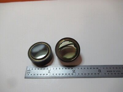 ANTIQUE MICROSCOPE PART PAIR FILTER LENS PB24330-1 UNKNOWN AS PICTURED &16-B-30