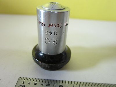 MICROSCOPE PART OBJECTIVE TIYODA JAPAN 20X OPTICS AS IS BIN#31-B-28