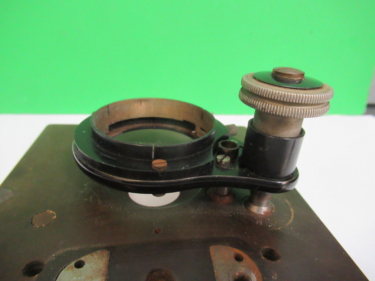 ANTIQUE BAUSCH LOMB STAGE TABLE + HOLDER MICROSCOPE PART AS PICTURED &Z9-A-150