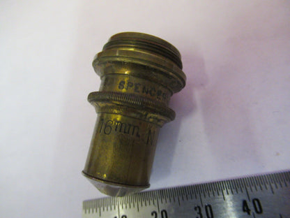 SPENCER ANTIQUE BRASS OPTICS 16mm OBJECTIVE MICROSCOPE PART AS PICTURED &Q3-B-14