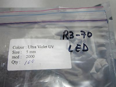 OPTICAL lot 100 pieces ULTRAVIOLET UV 5 mm MCD 2000 LED LAMP OPTICS BIN#R3-70