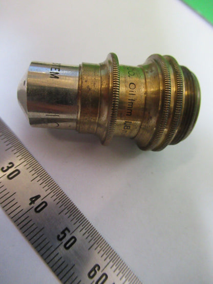 ANTIQUE BRASS BAUSCH LOMB FLUOR 1.8mm OBJECTIVE MICROSCOPE AS PICTURED #H3-A-19