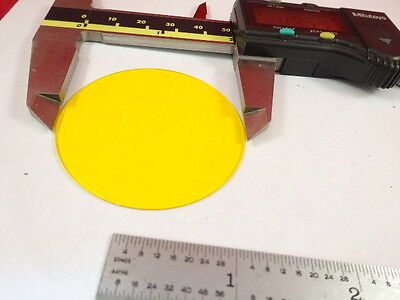 MICROSCOPE PART YELLOW GLASS LARGE ROUND FILTER OPTICS AS IS #M6-A-64