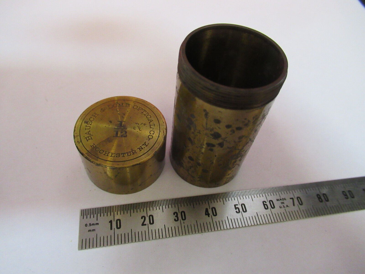 EMPTY BAUSCH LOMB BRASS OBJECTIVE CANISTER MICROSCOPE PART AS PICTURED G4-A-60