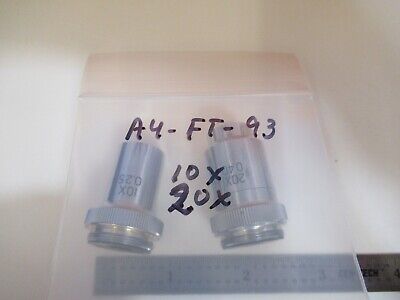 LOT 2 EA OBJECTIVE 10X 20X JAPAN OPTICS MICROSCOPE PART as pictured &A4-FT-93