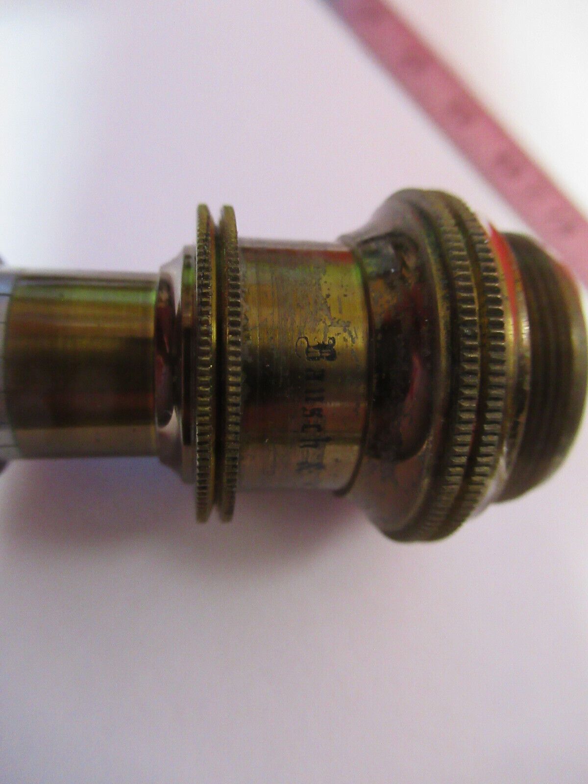 ANTIQUE BRASS OBJECTIVE BAUSCH LOMB 1/6  MICROSCOPE OPTICS AS PICTURED Q2-43