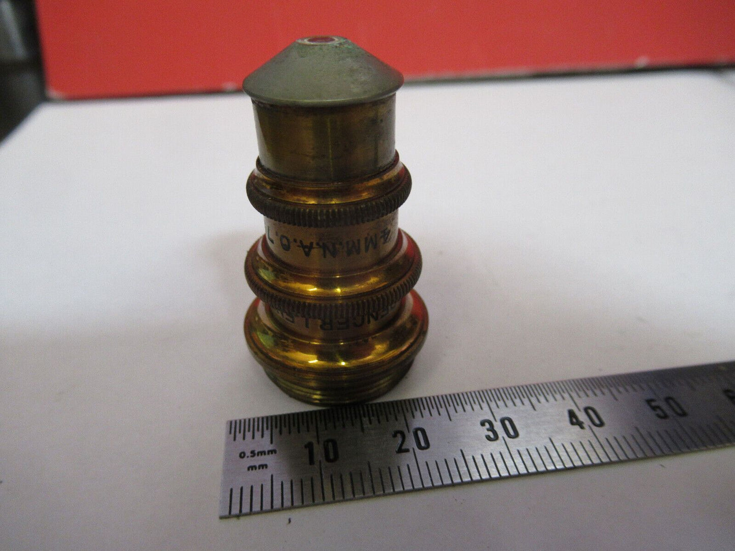 ANTIQUE BRASS SPENCER 4mm OBJECTIVE MICROSCOPE PART AS PICTURED #R3-C-47