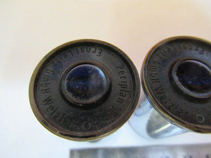 ANTIQUE ERNST LEITZ EYEPIECE 10X PAIR MICROSCOPE PART AS PICTURED &P9-A-18