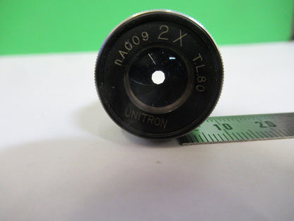 UNITRON JAPAN OBJECTIVE 2X + IRIS   LENS MICROSCOPE PART AS PICTURED Q7-A-46