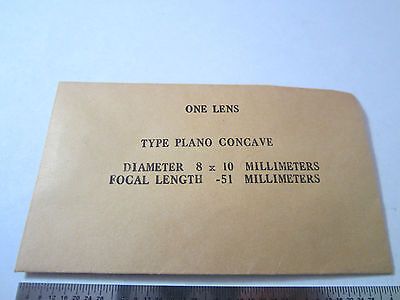 OPTICAL LENS concave 8x10mm Focal Length -51mm LASER OPTICS BIN#1B