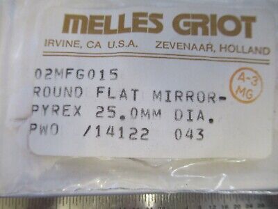 OPTICAL MELLES GRIOT FLAT MIRROR PYREX LASER OPTICS AS PICTURED &A9-A-50