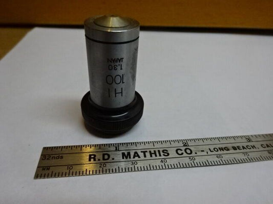 MICROSCOPE PART OBJECTIVE OLYMPUS HI 100X FAIR OPTICS AS IS #81-49