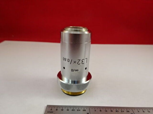 MICROSCOPE PART OBJECTIVE LEITZ WETZLAR GERMANY L32X OPTICS AS IS #F2-A-13