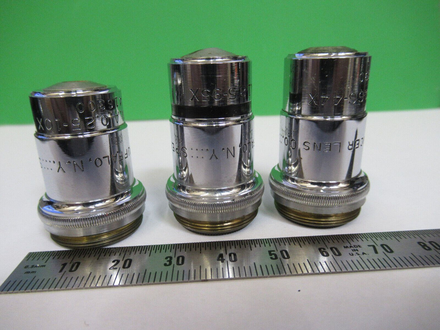 LOT 3 ea OBJECTIVES SPENCER AO MICROSCOPE PART AS PICTURED &R4-A-46