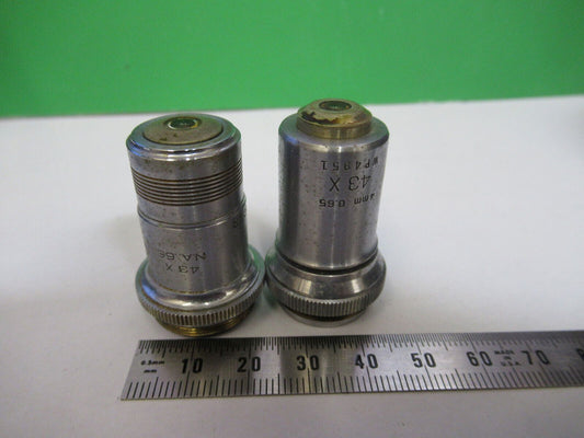 FOR PARTS PAIR OF OBJECTIVE BAUSCH LOMB Spencer MICROSCOPE AS PICTURED R6-A-34