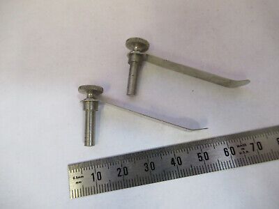 BAUSCH LOMB ANTIQUE PAIR CLIPS STAGE  MICROSCOPE PART AS PICTURED &W3-B-50