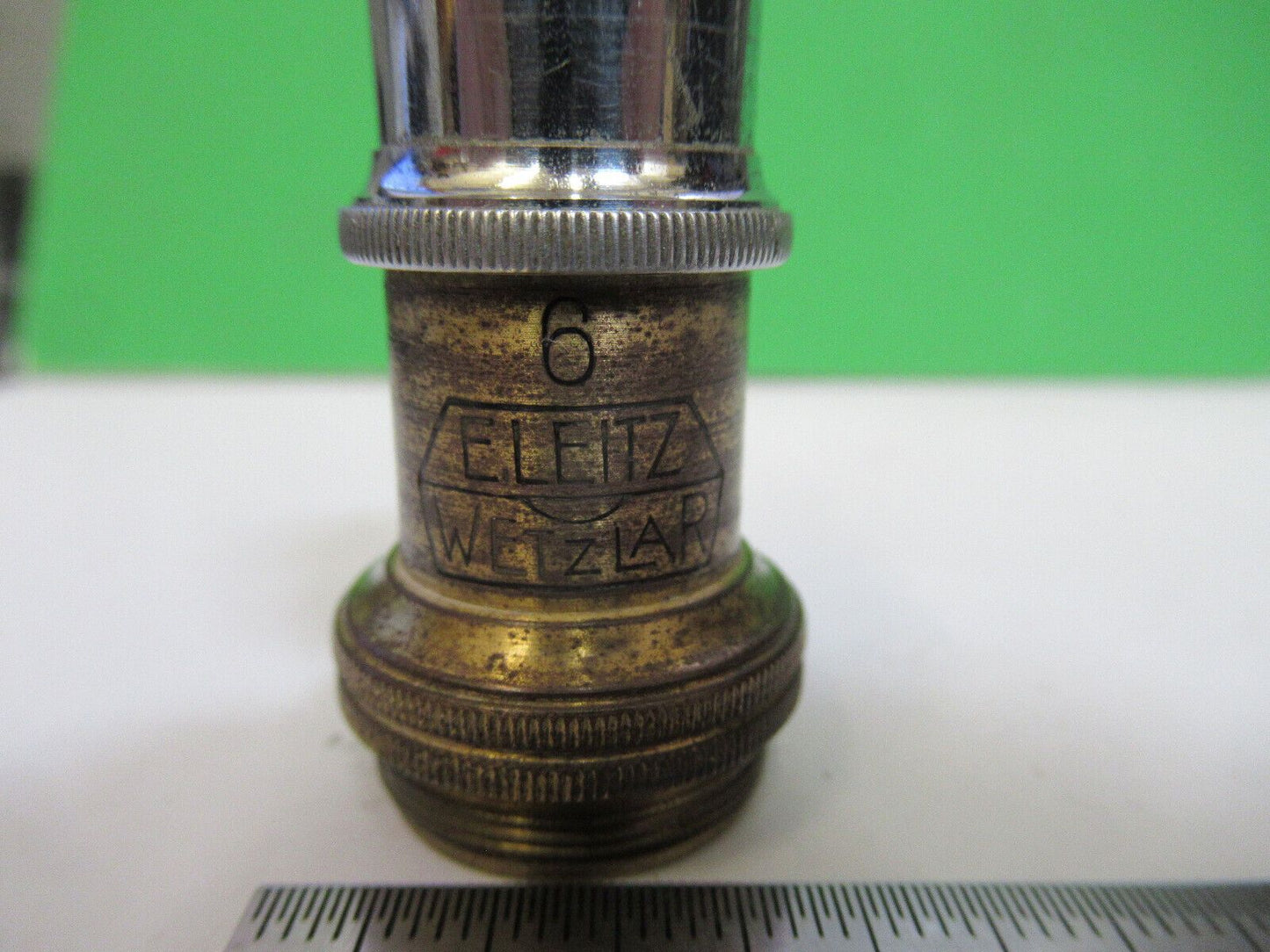 ANTIQUE BRASS ERNST LEITZ OBJECTIVE MICROSCOPE PART AS PICTURED &H9-A-42