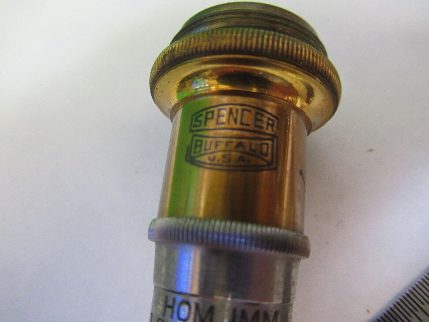 ANTIQUE BRASS OBJECTIVE SPENCER 95X LENS MICROSCOPE PART AS PICTURED &H9-C-11