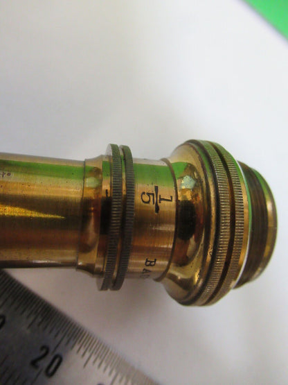 ANTIQUE BRASS BAUSCH LOMB 1/5 LENS OBJECTIVE MICROSCOPE AS PICTURED #H3-A-16