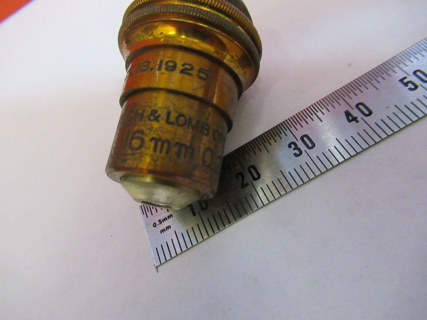 BAUSCH LOMB ANTIQUE BRASS 16mm OBJECTIVE MICROSCOPE PART AS PICTURED 10X Q3-B-10