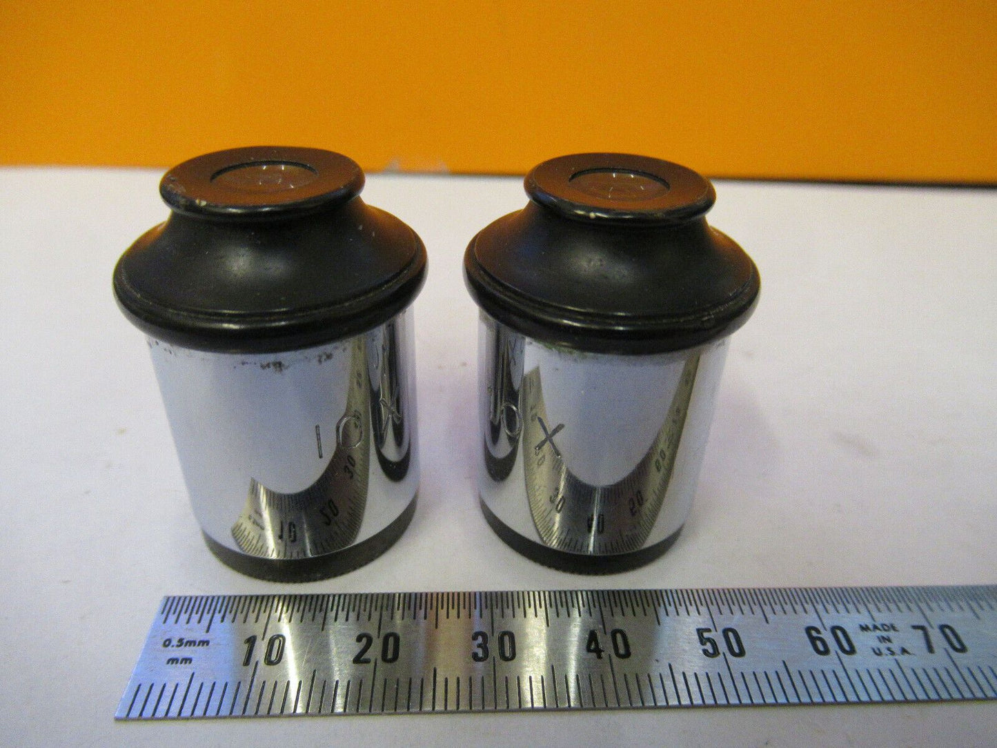 ANTIQUE PAIR BAUSCH LOMB EYEPIECE 10x LENS MICROSCOPE PART AS PICTURED &F9-A-25