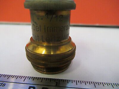 ANTIQUE ERNST LEITZ BRASS OBJECTIVE MICROSCOPE PART OPTICS AS PICTURED &13-FT-39