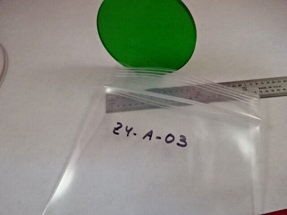 GREEN GLASS FILTER ROUND OPTICS MICROSCOPE PART AS IS #Z4-A-03