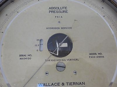 WALLACE & TIERNAN ABSOLUTE PRESSURE GAGE DIAL HYDROGEN SERVICE AS IS BIN#TC-3