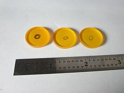 MICROSCOPE PART OPTICAL LOT 3 EA YELLOW FILTER OPTICS AS IS BIN#34-35