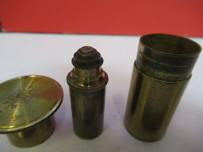 RARE ANTIQUE BRASS LONDON OBJECTIVE OPTICS MICROSCOPE PART AS PICTURED &87-FT-30