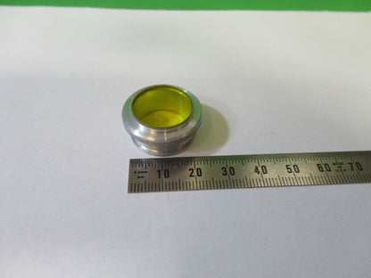 OPTICAL YELLOW FILTER GLASS  MOUNTED LASER OPTICS AS PICTURED #22-A-50